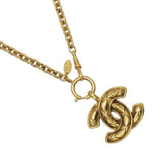 CHANEL COCO Mark Matelasse Vintage Necklace Plated Gold Women
